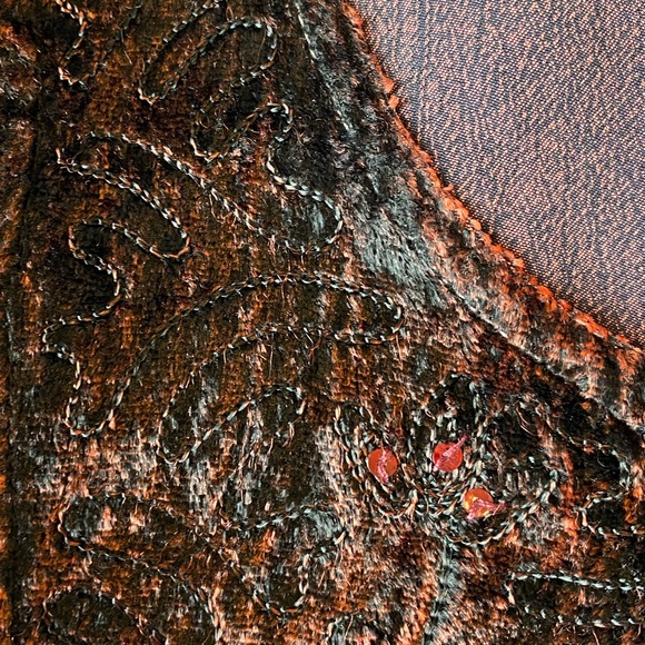 Vintage Daisy Leisure women's S/M burgundy embroidered sequinned button blouse - Picture 10 of 16